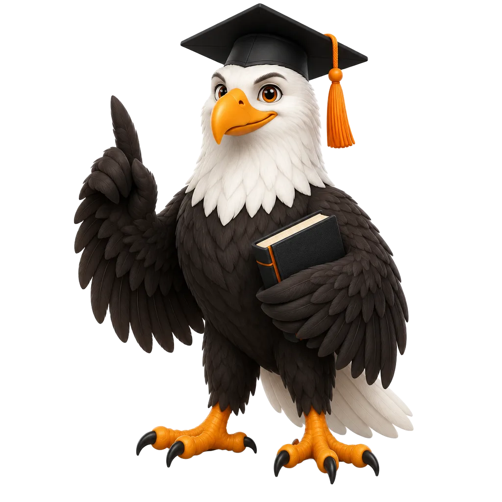GetMYpanel eagle wearing a graduation cap ready to help
